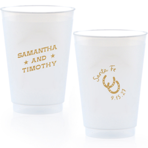 Get wild and rowdy with the customizable Giddy-Up Western Cup. Personalize the text with the names of your favorite cowpokes in the ink color of your choice. Perfect for sipping cool refreshments during blistering summer hoedowns. 