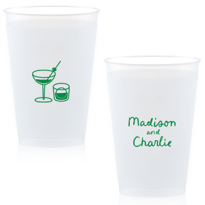 Add a splash of fun with the Cocktail Hour Couples Cup. Featuring text personalized to your name in the screen print ink color of your choice, the popular design is perfect for anniversaries, retirements and engagements!