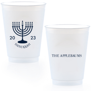 Our custom Matte Navy Ink 16 oz Frost Flex Cup with Matte Navy Ink Print Color has a Menorah graphic and is good for use in Jewish Symbols, Holiday themed parties and couldn't be more perfect. It's time to show off your impeccable taste.