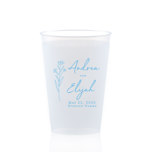 Embrace nature’s charm with the Wildflower Couple Names Wedding Cup, featuring a delicate wildflower stalk alongside the couple’s names in a simple, organic script. Perfect for celebrations that revel in the beauty of the outdoors and natural elegance, this cup subtly includes the event date and location.