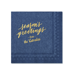 Decorate your home this year with the Season's Greetings Retro Napkin, branded with your own names on it. It will be a perfect eye-catching detail in your home which will bring a fantastic Christmas vibe! 