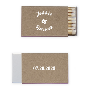 Light the way to wedded bliss with the Retro Charm Wedding Matchbook, customized with the couple's names in a font that exudes charm and sophistication. A timeless keepsake to match the elegant ambiance of your special day.