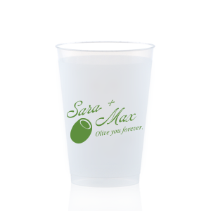The Olive You Forever Cup is perfect for celebrating your love with friends and family. The cheeky design is available in your choice of screen printed ink and cup colors. Along with customizable text, this unique drinkware is sure o be a hit at your next engagement, wedding, or anniversary party!