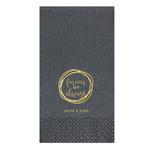 Our custom Soft Black Luncheon Napkin with Shiny 18 Kt Gold Foil has a Circle Doodle Frame graphic and is good for use in Frames themed parties and will look fabulous with your unique touch. Your guests will agree!