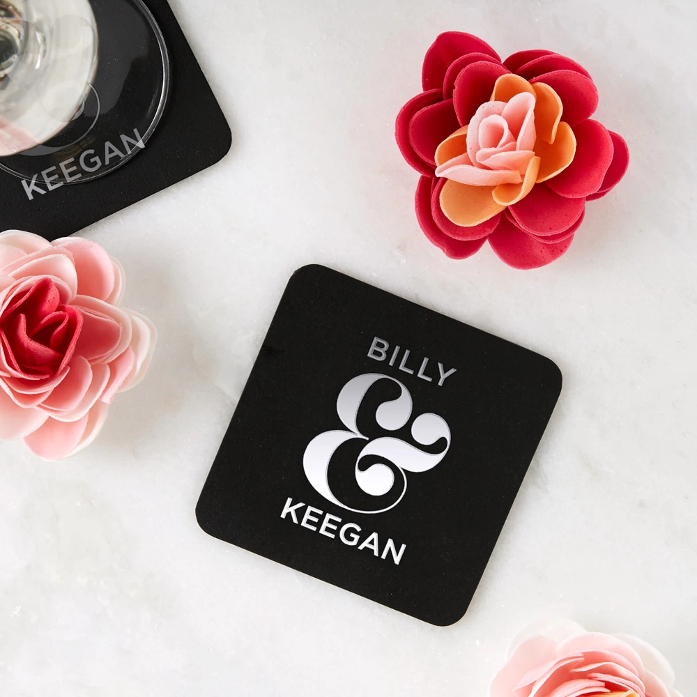 create custom leather coasters for your wedding favors with For Your Party