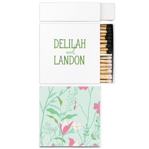 Personalized White Classic Custom Photo Matchbox with Matte Moss Green Ink Digital Print Colors will look fabulous with your unique touch. Your guests will agree!