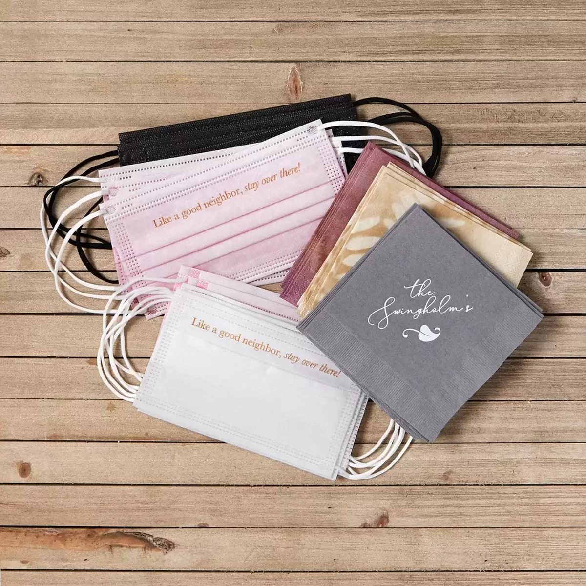 Design custom face masks for your wedding guests