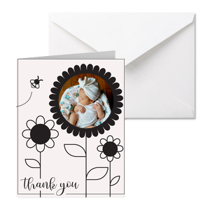 Write your grateful thoughts and insert your desired photo in this beautiful Thank You Floral Script Photo Card designed for you. Your closest ones will adore it!