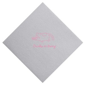 Showcase your love for feline friends with the Chillin' Cat Personalized Napkin, featuring a sleek, minimalist depiction of a cartoon cat contently resting on its stomach with a cup in paw. Below the charming design, add a personal flair with your or your cat's name in an elegant script font, perfect for any cat lover's gathering.