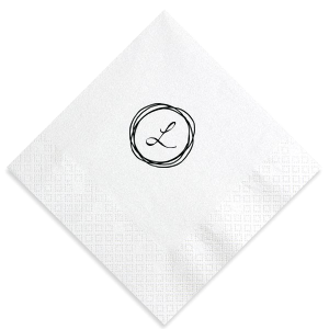 ForYourParty's personalized Crystal White Shimmer Cocktail Napkin with Matte Black Foil has a Circle Doodle Frame graphic and is good for use in Frames themed parties and will give your party the personalized touch every host desires.