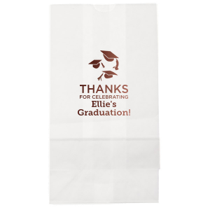 Cap off the celebration with the Thanks Graduation Bag, tossing up mortarboards in jubilation. Personalize with the grad's name for a festive thank-you to guests who’ve shared in this pivotal milestone of academic achievement.