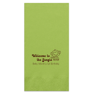 ForYourParty's chic Kiwi Cocktail Napkin with Matte NEW Chocolate Foil has a Baby Monkey graphic and is good for use in Baby Shower, Baby Animals themed parties and will give your party the personalized touch every host desires.