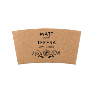 Show your sunny side with the Sunflower Names Coffee Sleeve. The floral design is sleek and elegant offering an eye catching design for your product. Ideal for almost any event or business endeavor, personalize yours today!