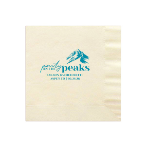 The Party on the Peaks Napkin is perfectly fabulous for destination bachelorette parties and more! Printed on the napkin style and foil color of your choice, the stylish napking is easy to customize with your important event details. 