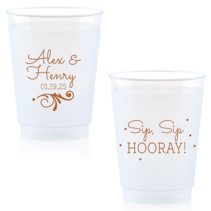 Custom Engagement Party Cups, Personalized Clear Plastic Cups, Casual  Wedding, Soft Plastic Cups, Rehearsal Dinner Party Decor, Beer Cups 