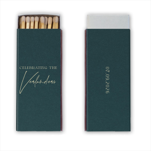 Illuminate your special day with the Celebrating Union Custom Matchbook, a testament to timeless style with its classic, minimal, and modern design. One side presents "Celebrating the" in a refined serif, awaiting your shared surname in elegant script, while the other side is reserved for the date of your event, matching in the same sophisticated font. Perfect for weddings or engagement parties seeking a sleek touch.