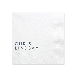 Highlight the honored couple with the Modern Names Wedding Napkin design; it's a minimalist's dream where the names command attention, embodying understated elegance that complements any contemporary wedding theme.