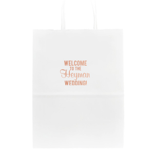 Large White Gold Foil Stamped Welcome Bags for Wedding Guests