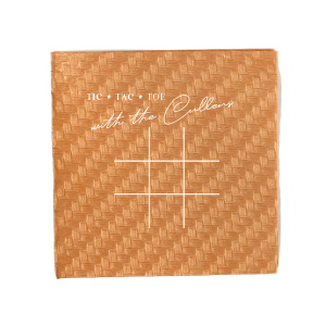 Play Tic Tac Toe on this napkin! This cheeky napkin is a fun wedding party accessory to have at cocktail hour. Your guests can play tic tac toe and have a ball. 