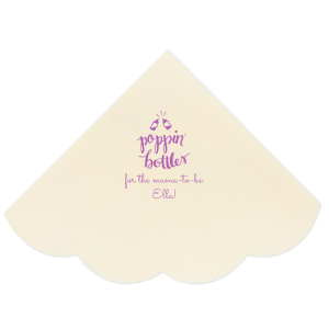 Uncork the fun with the Poppin' Bottles Baby Shower Napkin, where spirited bottle graphics boast of festivity. 'Poppin bottles' in playful script sets the tone for a bubbly bash, with space to add your custom touch of cheer.