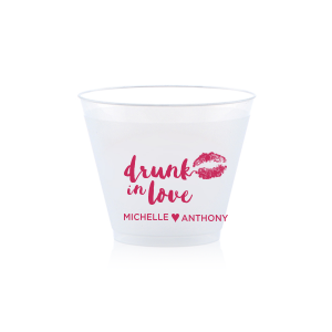 Dress up your drinks with this trendy hand lettered font at your bachelorette weekend or casual wedding reception bar. Custom cups also double as fantastic personalized party favors!