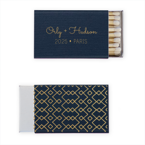 Ignite a spark of timeless romance with the Elegant Deco Name Wedding Match—a matchbox that artfully combines sophistication with celebratory spirit. The front features the couple's names in sophisticated script, heralding their union, while the back flaunts an intricate Art Deco pattern, making it an exquisite keepsake for any nuptial celebration.