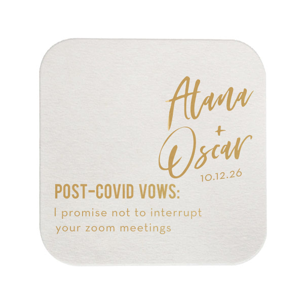 ForYourParty's chic Eggshell Square Coaster with Satin 18 Kt. Gold Foil will add that special attention to detail that cannot be overlooked.