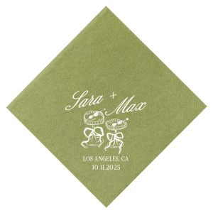 Wedding Glass & Bow Napkin