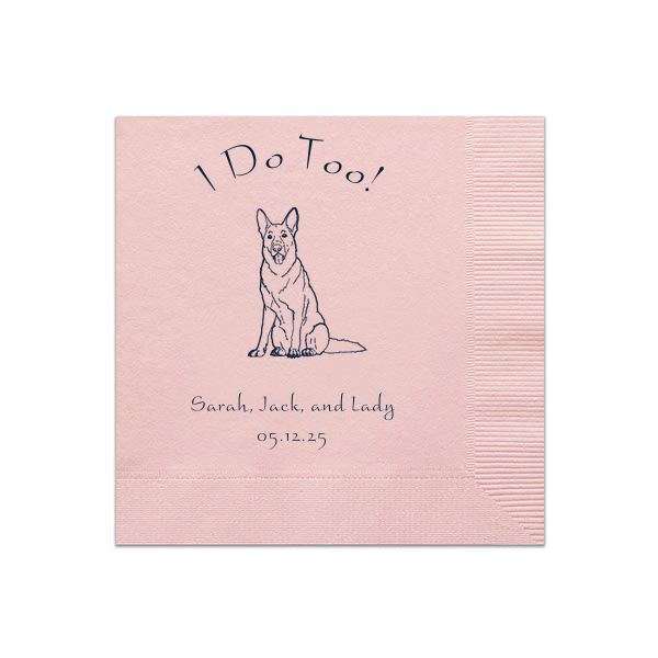 Our custom Ballet Pink Guest Hand Towel with Matte Navy Foil has a German Shepherd graphic and is good for use in Animals themed parties and is a must-have for your next event—whatever the celebration!