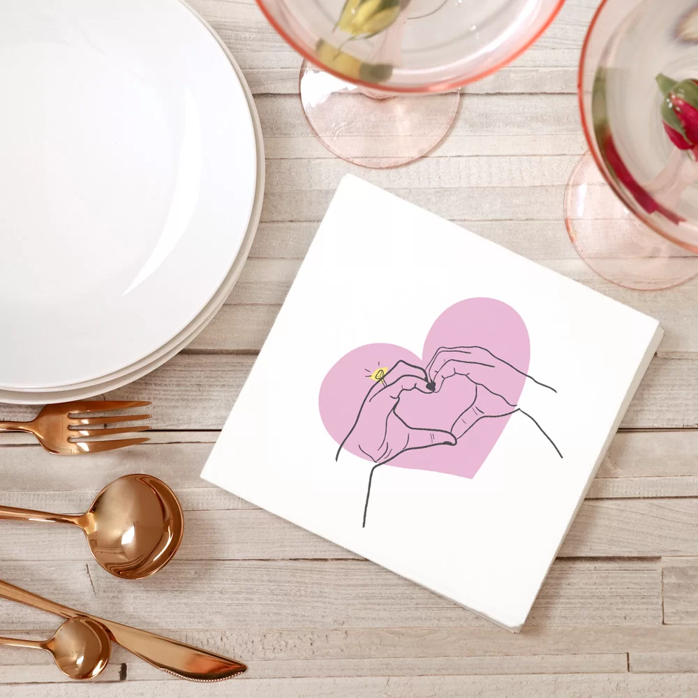 Heart Hands surrounding a pink solid heart