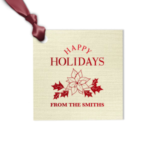 Deck your gifts with the Poinsettia Holidays Gift Tag, blooming with a hand-drawn poinsettia, the season's floral star. 'Happy Holidays' beams above, with space for your name below, adding a personal flourish to every holiday offering.