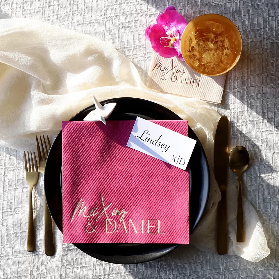 White Lotus Wedding Dinner Napkin