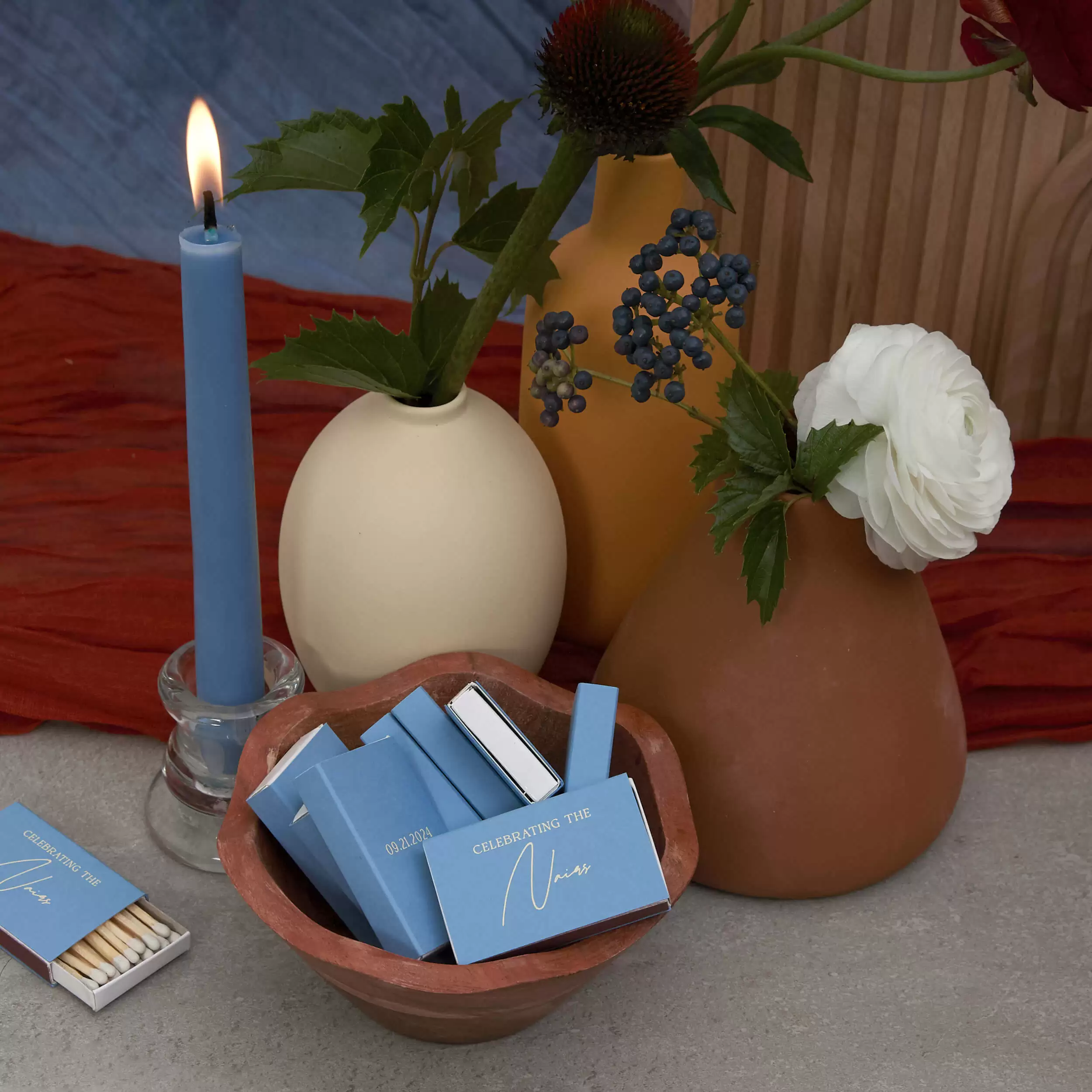 Boho Terracotta Wedding Date Matchbox