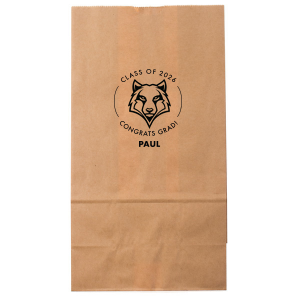 ForYourParty's chic Ivory Cookie Bag with Matte Black Foil has a Wolf Mascot graphic and is good for use in Animals, Graduation themed parties and are a must-have for your next event—whatever the celebration!