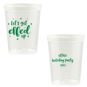 Let's Get Elfed up Christmas Party Cups, Christmas Cups, Elfed up Party,  Christmas Party Favors, Holiday Party Cup, Frost Flex Plastic Cup 