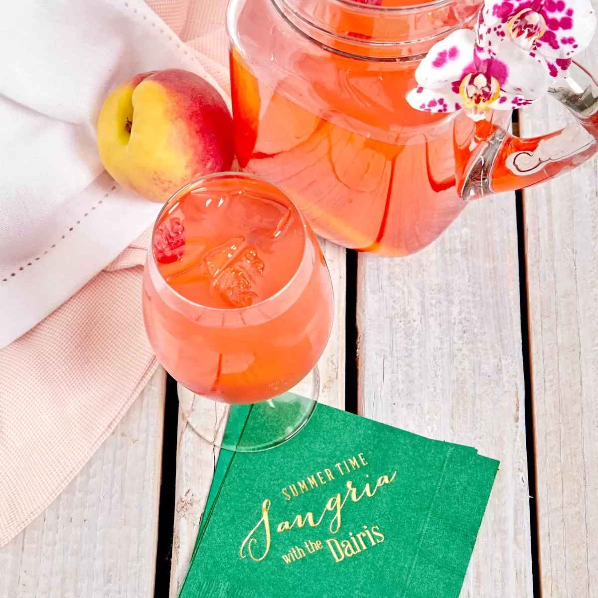 Rosè Peach Sangria cocktail recipe for summer parties