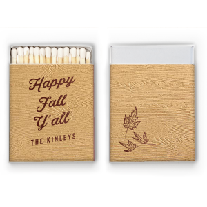 Our custom Marble Taupe Classic Matchbox with Shiny Merlot Foil has a Three Leaves graphic and is good for use in Floral, Holiday, Thanksgiving themed parties and are a must-have for your next event—whatever the celebration!