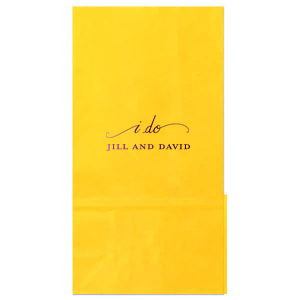 Present your wedding favors with elegance in the I Do Bag, featuring the iconic promise 'i do' in a graceful scroll. The couple's names rest below, turning each bag into a cherished keepsake of the moment they said those meaningful words.