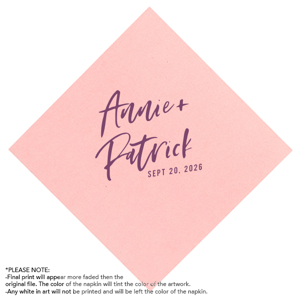 Modern Hand Script Ink Printed Napkin