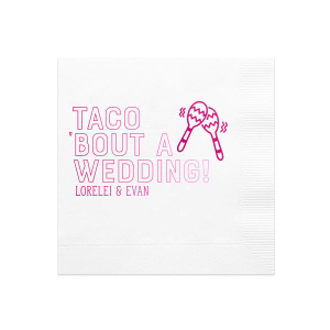 ForYourParty's elegant White Cocktail Napkin with Shiny Fuchsia Foil has a Maraca graphic and is good for use in Holiday, Birthday, Southwestern themed parties and are a must-have for your next event—whatever the celebration!