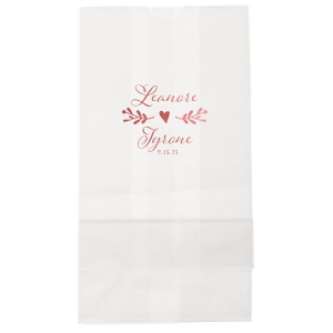 Cherish the union of love with the Heartfelt Wedding Fancy Script Names Bag. It beautifully showcases the couple’s names in sweet, fancy script, united by a whimsical bough culminating in a central heart. Below, the event date adds a final touch, symbolizing the joining of two lives into one heartfelt journey.