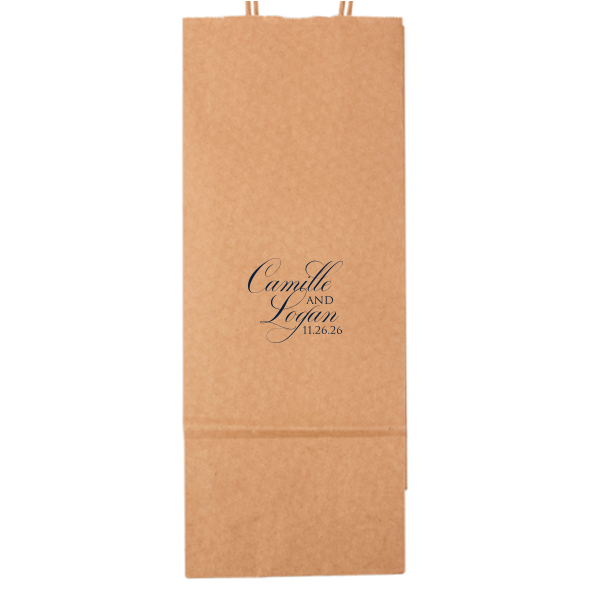Our personalized Taupe Gift Bag with Matte Navy Foil will make your guests swoon. Personalize your party's theme today.