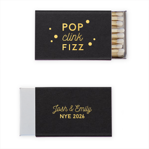 Usher in the New Year with a Pop Clink Fizz Bubbly NYE Matchbox, where festive lettering and effervescent bubbles capture the essence of celebration. Personalize the back for a bespoke touch to your toast as the clock strikes midnight.