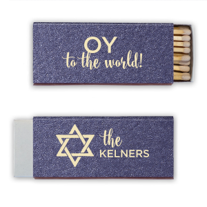 Personalized Natural Royal/Lt. Navy Triangle Matchbox with Shiny Sky Blue Foil Color has a Star 1 graphic and is good for use in Jewish Symbol or Star themed parties and will give your party the personalized touch every host desires.