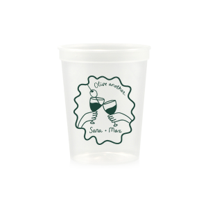 Celebrate one of a kind memories with the Olive Another Cheers Cup! The cheeky yet trendy design features a hand-drawn pair of cheersing glasses within a ribbon frame. Customize the design with your choice of text and foil stamp colors to best match your taste.