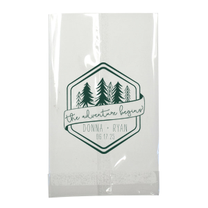 Pack up the excitement with the Adventure Begins Gift Bag where evergreens and a bold declaration set the stage for wedded exploration. The couple's names and date anchor this upbeat token, hinting at the countless escapades that lie ahead.