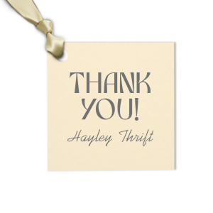 Our personalized Natural Royal/Lt. Navy Square Gift Tag with Satin Copper Penny Foil can be customized to complement every last detail of your party.