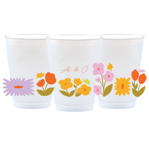Cheers to spring beginnings with the Flower Garden Border Full Color Cup! Featuring a floral wrap around design alongside text, the bright and sunny cup is perfect for engagements, weddings, bridal shower or birthday parties.