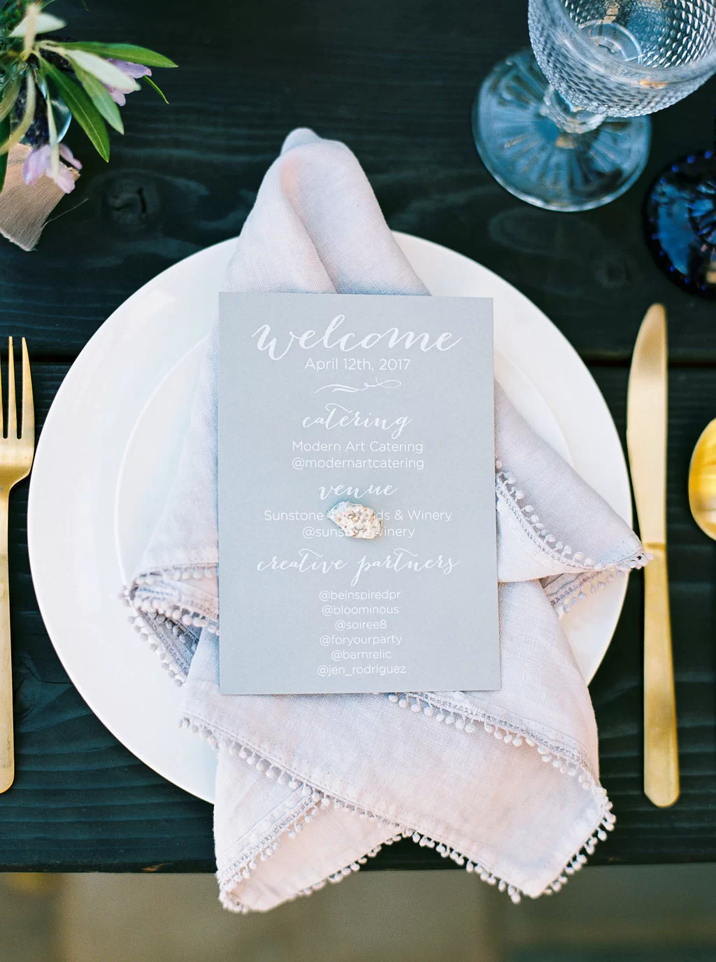 personalized dinner menu with calligraphy font