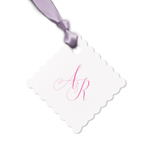 Custom Watercolor Blue Sky Scalloped Gift Tag with Matte White Foil will give your party the personalized touch every host desires.